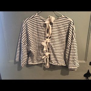 ASOS crop tie back striped top